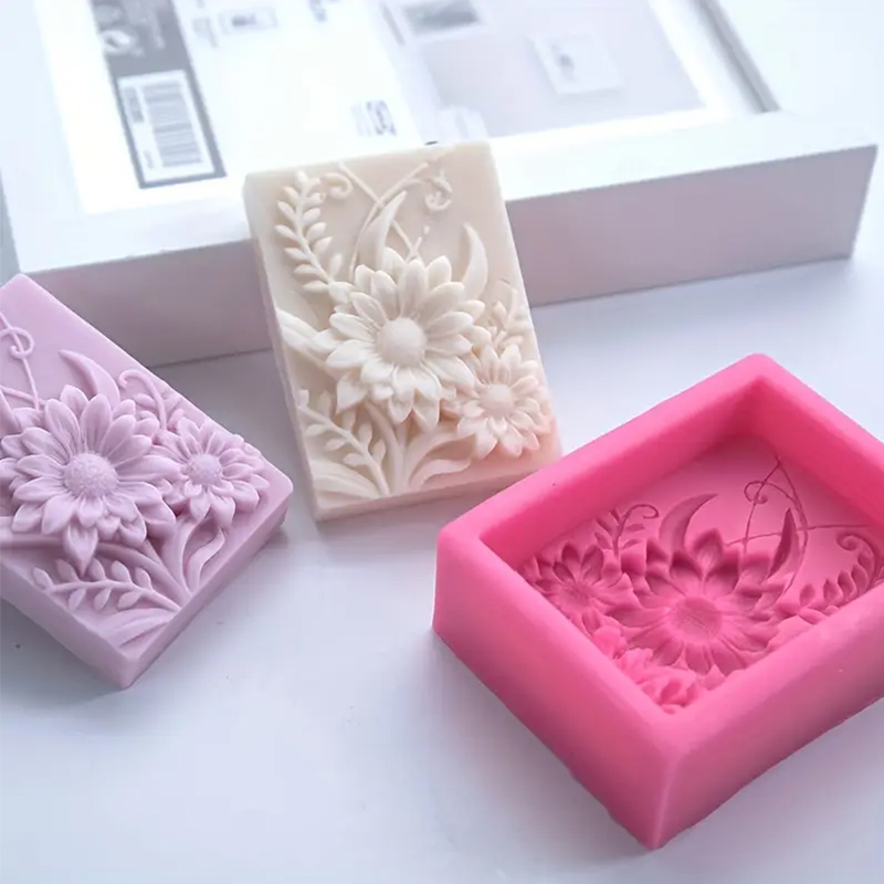 3D Çiçek Kare Sabun silikon ka - Soap Making Things incelemesi ve fiyatı